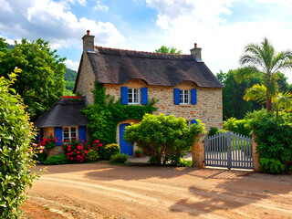 A typical village home on Brittany, an island in the Morbihan Gulf called Ile aux Moines.