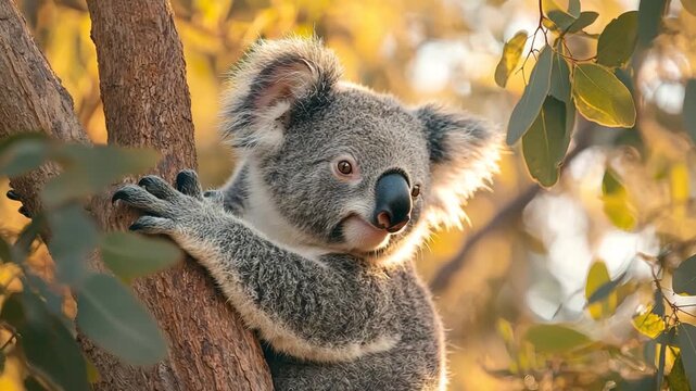 koala in the wild kangaroo Island, south australia turning the head video