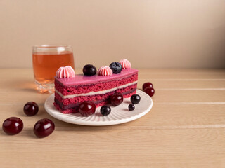 Delicious Berry Layer Cake with Refreshing Orange Drink
