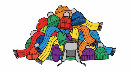 Obraz premium A pile of colorful winter clothing.