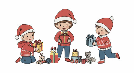 Obraz premium Christmas Gift Giving Illustration