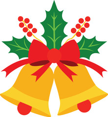 christmas bells with red ribbon vector illustration