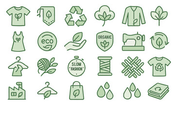 Eco-friendly symbols representing sustainability in fashion and textiles
