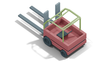 Isometric Flat Design 3D Forklift Machinery
