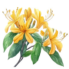 Honeysuckle Flower, watercolor vector, isolated on a white background.
