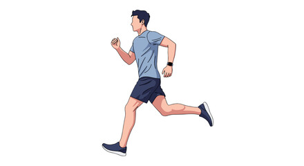 Fototapeta premium An athletic man in sportswear is running at a moderate pace to keep his body fit. Cardio to stay healthy.