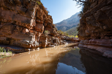 Beautiful Paradise Valley with a section of the Agadir River valley in the Moroccan High Atlas mountains.