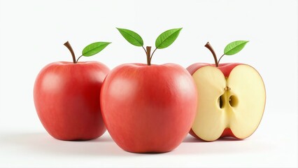red apple with leaves