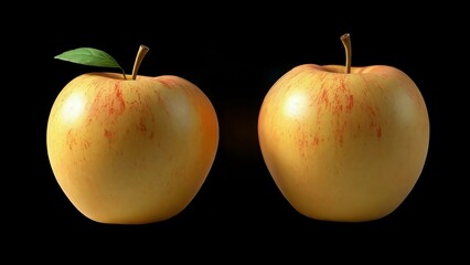 three apples on black background