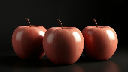 red apple on black background