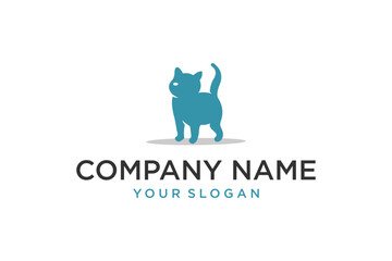 Minimalist Teal Cat Silhouette Logo Design for Pet Business Branding