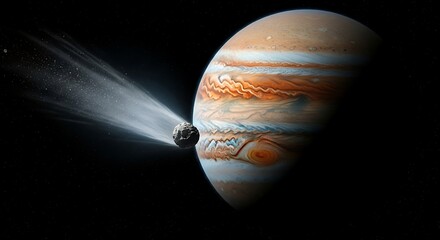 Jupiter And Comet Approaching Close