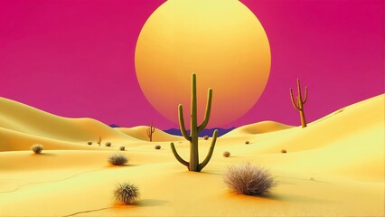 desert landscape with palm trees
