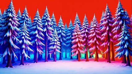 christmas trees in the forest