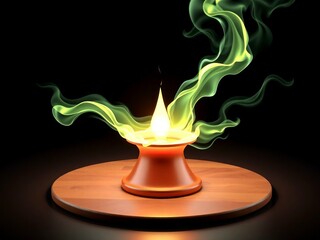 burning candle on black