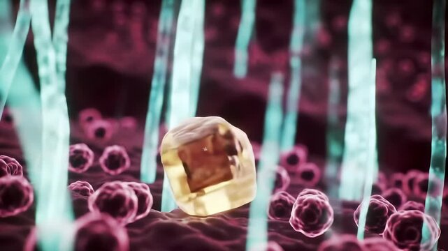 The Science of Taste (Gustation): Microscopic animation of molecular interaction with cellular receptors, showing biological sensation and perception.