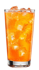 glass with fanta isolated on transparent background. Non-Alcoholic drink, soft drinks, design element for restaurant or bar. Design element for menu.