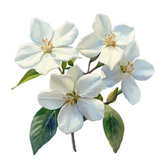 Naklejka premium Jasmine Flower, watercolor vector, isolated on a white background.