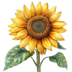 Naklejka premium watercolor of Sunflower, vector, isolated on a white background.