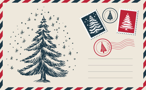 Christmas postcard with tree	
