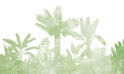 Watercolor Tropical Palm Leaves Background | Botanical Jungle Mural for Wall Decor and Interior Design