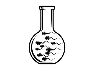 Sperm swimming in a laboratory flask represents artificial insemination and reproductive science.