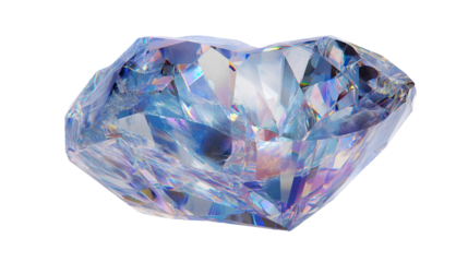 A blue crystal shiny gem isolated on a white background in transparent png style, featuring sparkling facets and vibrant glow.