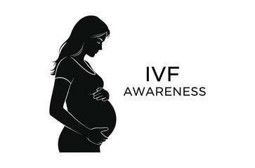 Silhouette of a pregnant woman with text 'IVF AWARENESS' promoting fertility and pregnancy support.