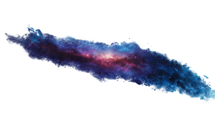 A galaxy orbit rounded around the sun, isolated on white background in transparent png style showing cosmic rings, stars, and glowing motion.