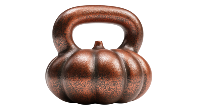 
Copper decor shaped like a pumpkin with a handle, isolated on white background in transparent png style, elegant and rustic.