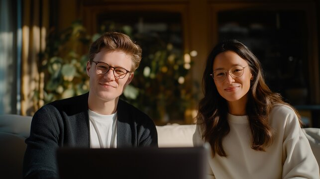 Remote video interview scene showing two people on split screens, emotion of concentration and professionalism visible, representing hybrid work, online recruitment, and digital communication