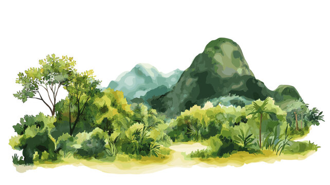 Cerro Cora National Park. Cerro Cora National Park hand drawn watercolor illustration
