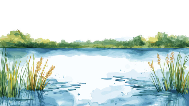 Lake Maracaibo. Lake Maracaibo hand drawn watercolor illustration