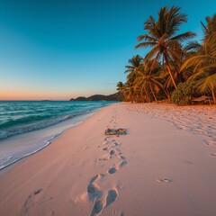 tropical beach with palm trees