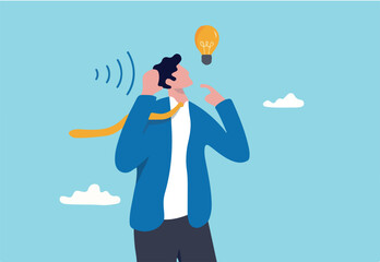 Active listening, communication skill to process information for job effectiveness, engage or aware on discussion or conversation concept, smart businessman listen to information to understand idea.