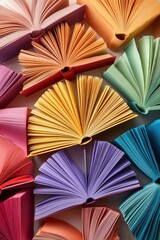 Background of many books, top view, flat lay.