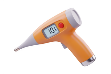 Orange digital thermometer isolated on transparent background