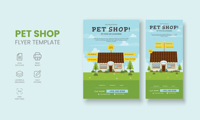 Pet Shop Flyer Template, Pet Accessories Shop Flyer