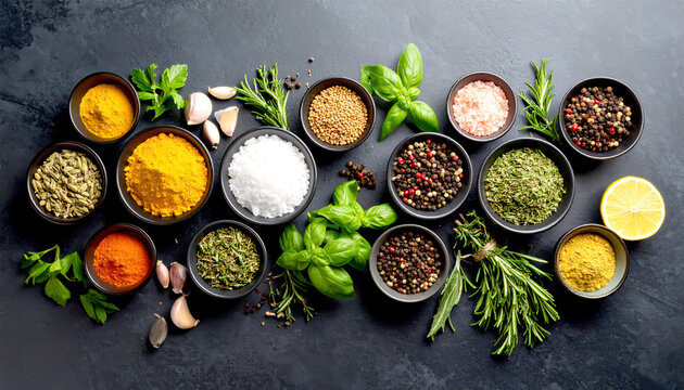 Verschiedene Kr&auml;uter und Gew&uuml;rze 