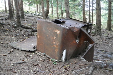 Disposed electro waste in the forest . Entsorgter Elektroschrott / M&uuml;ll  im Wald 