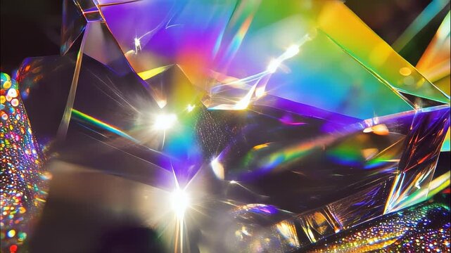 Psychedelic abstract light animation. Hypnotic rainbow color through a crystal.  Video for a creative background. 