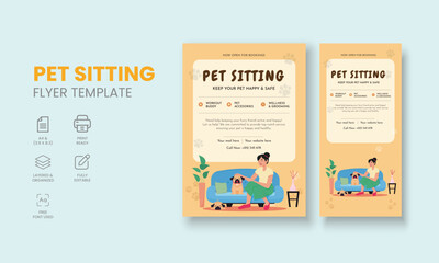 Pet Sitting Flyer Template, Pet Sitting Service Poster, Dog Walking Poster