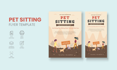 Pet Sitting Flyer Template, Pet Sitting Service Poster, Dog Walking Poster