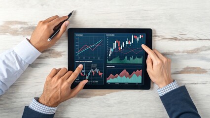 Analyzing financial graphs on a digital tablet investment strategies office data visualization professional insight