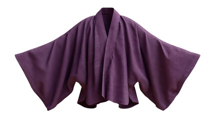 PNG of Elegant purple kimono with flowing sleeves, showcasing traditional garment design and craftsmanship.