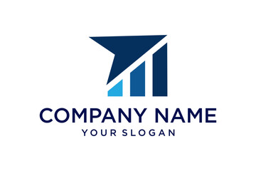 Abstract Geometric Blue Arrow and Bar Graph Business Logo Design