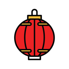 Red Chinese lantern illustration flat vector design traditional decoration for festive events isolated on white background