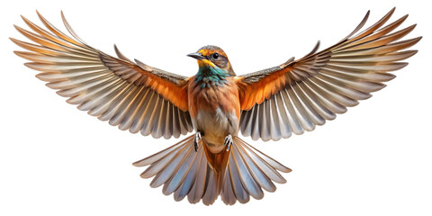 Colorful bird flying with its wings spread isolated on transparent background