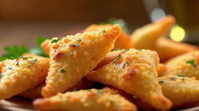 Golden crispy cheese bites sprinkled with fresh parsley, perfectly baked for irresistible snacking and party appetizers.