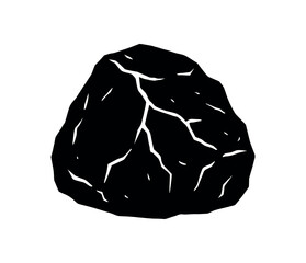 Obraz premium chalkstone rock flat black solid vector illustration isolated on white background